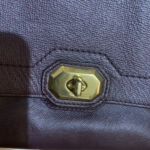 Coach Campbell Turnlock Leather Large Satchel Bag in Pearlized Plum - Picture 10 of 11